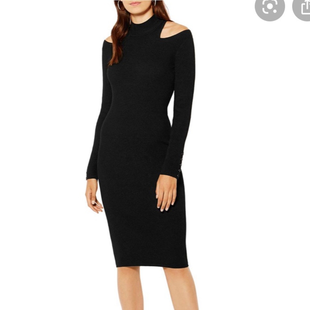 Karen Millen black knit cold shoulder dress NWOT